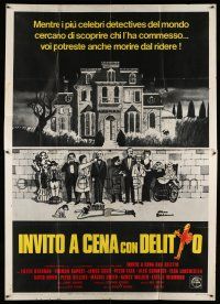 6w086 MURDER BY DEATH Italian 2p '76 Charles Addams art of cast by dead body & spooky house!