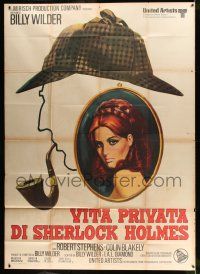 6w093 PRIVATE LIFE OF SHERLOCK HOLMES Italian 2p '71 Billy Wilder, cool different detective art!