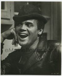 6x022 ANGEL LEVINE 8.25x10 still '70 great c/u of Harry Belafonte smiling big in leather jacket!