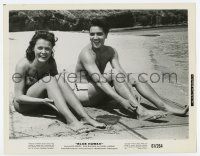 6x075 BLUE HAWAII 8x10.25 still '61 close up of Elvis Presley & Joan Blackman sitting on beach!