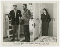 6x140 CRY WOLF 8x10.25 still '47 Barbara Stanwyck hides behind door from Errol Flynn & Ridgely!