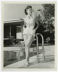 6x157 DEBBIE REYNOLDS 8x10.25 still '50s sexy full-length portrait standing by swimming pool!