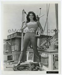 6x559 RAQUEL WELCH 8.25x10 still '60s sexy full-length portrait showing bare midriff on boat!