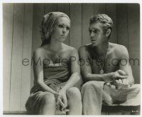 6x686 THOMAS CROWN AFFAIR 8.25x10 still '68 c/u of Steve McQueen & sexy Faye Dunaway in sauna!