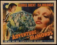 6y007 ADVENTURE IN DIAMONDS style B 1/2sh '40 George Brent, Isa Miranda, cool crime montage in gem!