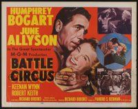 6y034 BATTLE CIRCUS style B 1/2sh '53 great artwork of Humphrey Bogart hugging June Allyson!