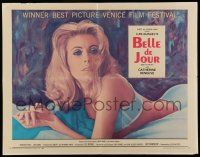 6y039 BELLE DE JOUR 1/2sh '68 Luis Bunuel, close up of sexy half-dressed Catherine Deneuve!