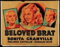 6y040 BELOVED BRAT Other Comapny 1/2sh '38 Dolores Costello, Bonita Granville, Donald Crisp!