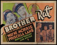 6y061 BROTHER RAT Other Company 1/2sh R40s Priscilla Lane, Wayne Morris, Ronald Reagan, different!