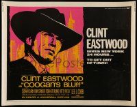 6y093 COOGAN'S BLUFF 1/2sh '68 art of Clint Eastwood in New York City, directed by Don Siegel!