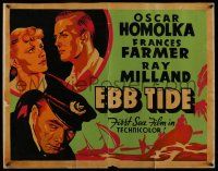 6y129 EBB TIDE Other Company 1/2sh '37 different art of Frances Farmer, Oscar Homolka, Ray Milland!