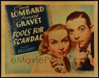 6y161 FOOLS FOR SCANDAL style A 1/2sh '38 image of sexy Carole Lombard & Fernand Gravet shushing!