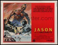 6y236 JASON & THE ARGONAUTS 1/2sh R78 great special fx by Ray Harryhausen, Meyer art of colossus!