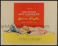 6y238 JEANNE EAGELS style A 1/2sh '57 best romantic artwork of Kim Novak & Jeff Chandler!