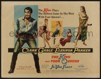 6y246 KING & FOUR QUEENS style A 1/2sh '57 full-length art of Clark Gable, Eleanor Parker & ladies!