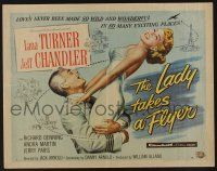 6y253 LADY TAKES A FLYER style B 1/2sh '58 pilot Jeff Chandler with sexy Lana Turner!