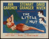 6y264 LITTLE HUT 1/2sh '57 giant art of barely-dressed tropical Ava Gardner with sexy eyes!