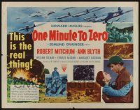 6y302 ONE MINUTE TO ZERO style A 1/2sh '52 Robert Mitchum, Ann Blyth & fighter jets, Howard Hughes!