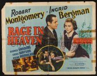 6y322 RAGE IN HEAVEN 1/2sh '41 Ingrid Bergman between Robert Montgomery & George Sanders!