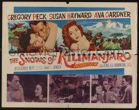 6y353 SNOWS OF KILIMANJARO 1/2sh '52 art of Gregory Peck, Susan Hayward & Ava Gardner in Africa!