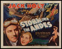 6y369 STORM OVER THE ANDES 1/2sh '35 aviator Jack Holt with beautiful Mona Barrie, cool art!