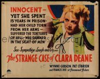 6y372 STRANGE CASE OF CLARA DEANE signed style A 1/2sh '32 by Wynne Gibson, innocent but imprisoned!