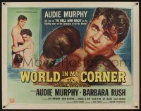 6y413 WORLD IN MY CORNER style A 1/2sh '56 great art of champion boxer Audie Murphy in the ring!