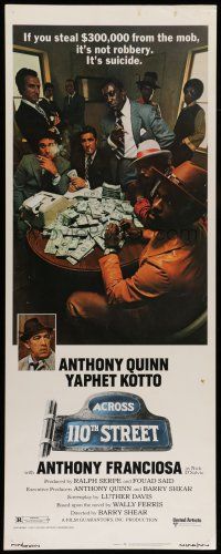 6y425 ACROSS 110th STREET insert '72 Anthony Quinn, Yaphet Kotto has a HUGE pile of money!