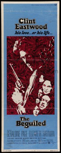 6y445 BEGUILED insert '71 cool psychedelic art of Clint Eastwood & Geraldine Page, Don Siegel