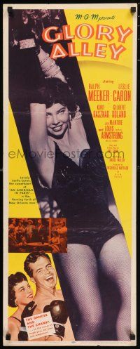 6y561 GLORY ALLEY insert '52 boxer Ralph Meeker, super-sexy Leslie Caron, Louis Armstrong!