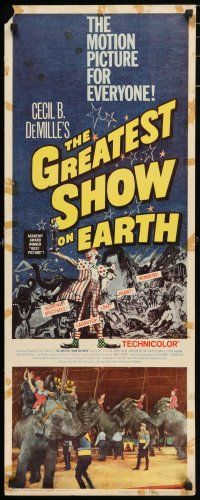 6y565 GREATEST SHOW ON EARTH insert R60 Cecil B. DeMille circus classic, clown James Stewart!