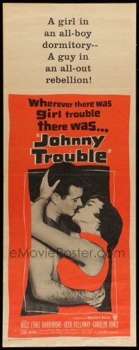 6y607 JOHNNY TROUBLE insert '57 wherever there was girl trouble, there was Carolyn Jones!