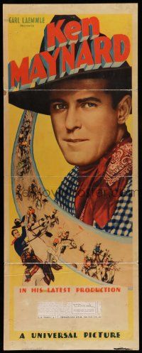 6y609 KEN MAYNARD insert '30s cool close up image and western horse art, not overprinted!