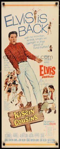 6y617 KISSIN' COUSINS insert '64 full-length artwork of hillbilly Elvis Presley!
