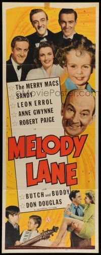 6y664 MELODY LANE insert '41 The Merry Macs, Baby Sandy, Leon Erroll, Anne Gwynne, Robert Paige!