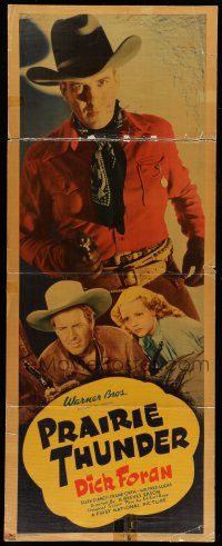 6y712 PRAIRIE THUNDER insert '37 great full-length image of cowboy Dick Foran w/ gun, Ellen Clancy