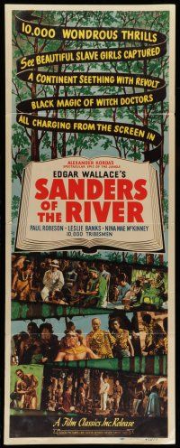 6y732 SANDERS OF THE RIVER insert R47 Paul Robeson in Edgar Wallace's Africa, cool stone litho!