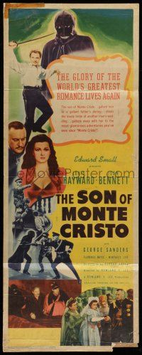 6y750 SON OF MONTE CRISTO insert '40 art of Louis Hayward, Joan Bennett & masked avenger!