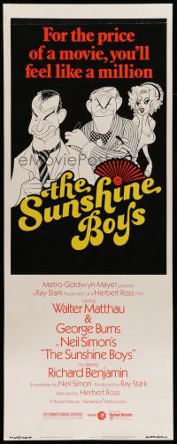 6y770 SUNSHINE BOYS insert '75 Al Hirschfeld art of George Burns, Walter Matthau & Lee Meredith!