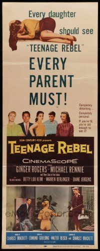 6y776 TEENAGE REBEL insert '56 Rennie sends daughter to mom Ginger Rogers so he can have fun!
