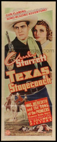 6y784 TEXAS STAGECOACH insert '40 Charles Starrett with his gun and horse, pretty Iris Meredith!