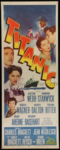 6y797 TITANIC insert '53 Clifton Webb & Barbara Stanwyck on the legendary cruise ship!