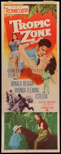 6y807 TROPIC ZONE insert '53 art of Ronald Reagan romancing Rhonda Fleming + sexy Estelita!