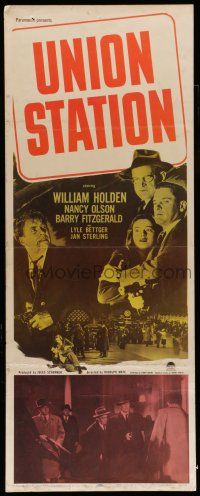 6y817 UNION STATION insert '50 William Holden, Nancy Olson, Barry Fitzgerald, film noir!
