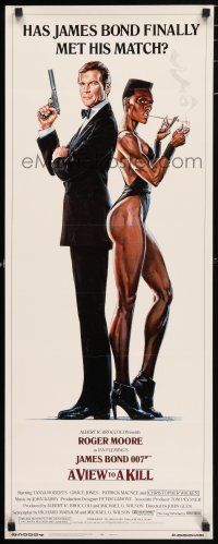 6y818 VIEW TO A KILL insert '85 art of Roger Moore as James Bond & Grace Jones by Daniel Goozee!