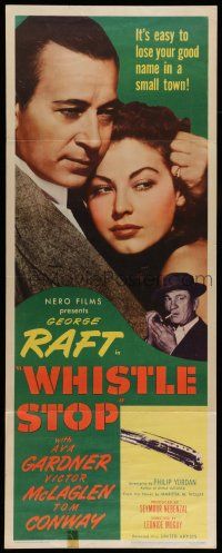 6y832 WHISTLE STOP insert '46 close up of George Raft & sexy Ava Gardner, Tom Conway!