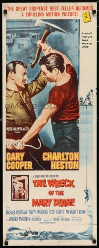 6y842 WRECK OF THE MARY DEARE insert '59 art of Gary Cooper & Charlton Heston fighting!
