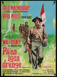 6z421 FOLLOW ME BOYS Danish '66 great different art of Fred MacMurray leading Boy Scouts, Disney!