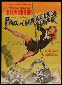 6z461 PERILS OF PAULINE Danish '48 wacky art of Betty Hutton as silent screen heroine!