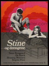 6z482 STINE & THE BOYS Danish '69 Stine og Drengene, image of man reading on naked woman's back!